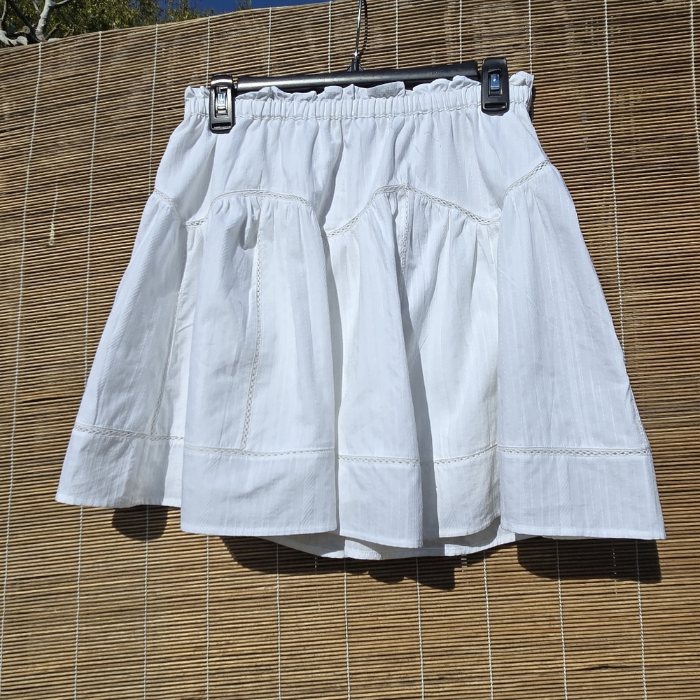 White Cotton & Lace  Mini Skirt Medium